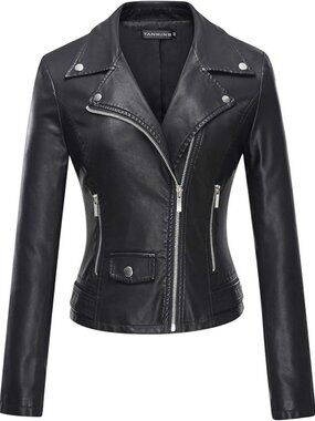 Women’s Faux Leather Moro Short Jacket Classic Black Leather Jacket for Women